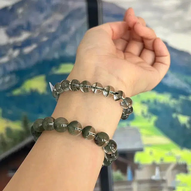 喜福礼 新中式古典优雅白 招财进宝财源滚滚优雅好运顺利平安富贵天然 绿幽灵 手串 男女同款情侣款