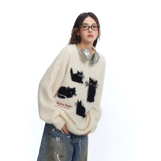 ZEXO Cat Pattern Knit Sweater