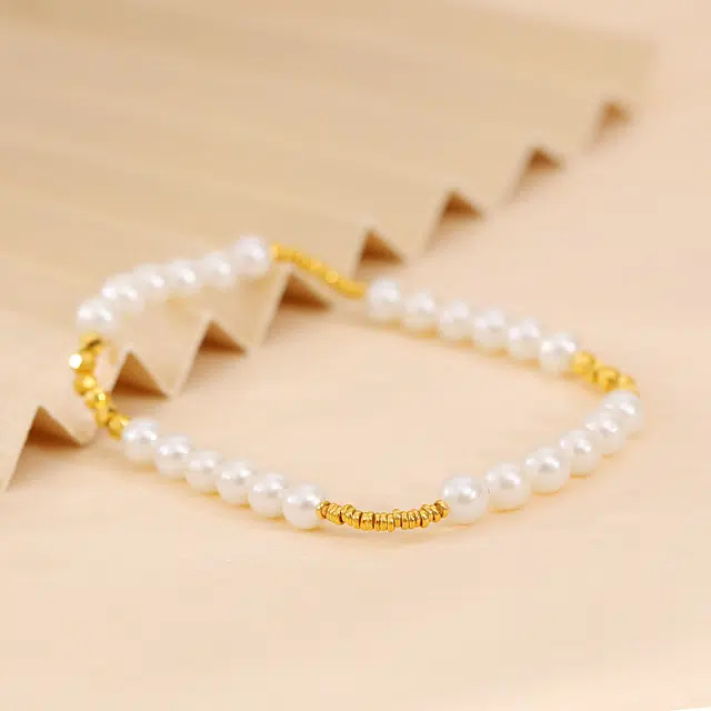 珍珠奥秘 足金中式慵懒风 绝美碎金金 淡水珍珠 手串 女款 金色