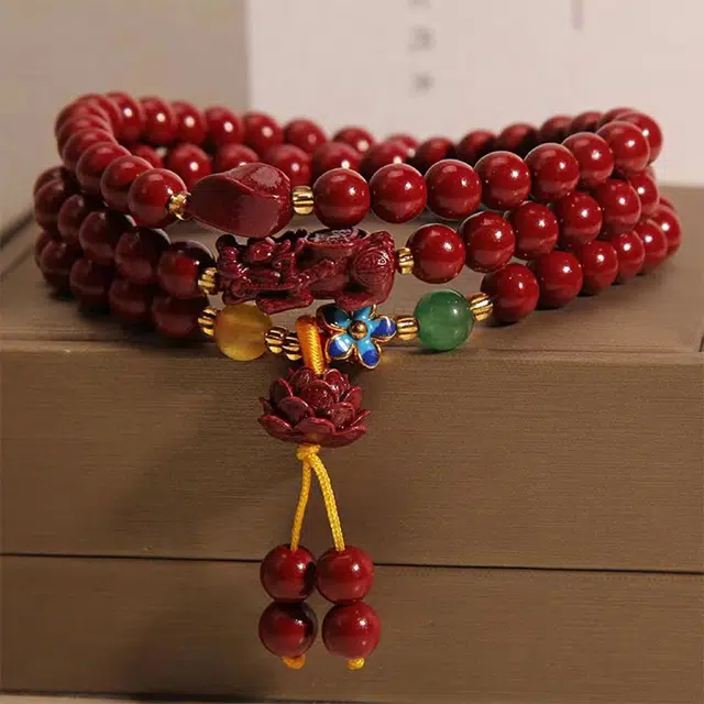 栖花漫语 念珠小众轻奢三圈紫金貔貅手链本命年#好运 朱砂 手串 男女同款情侣款