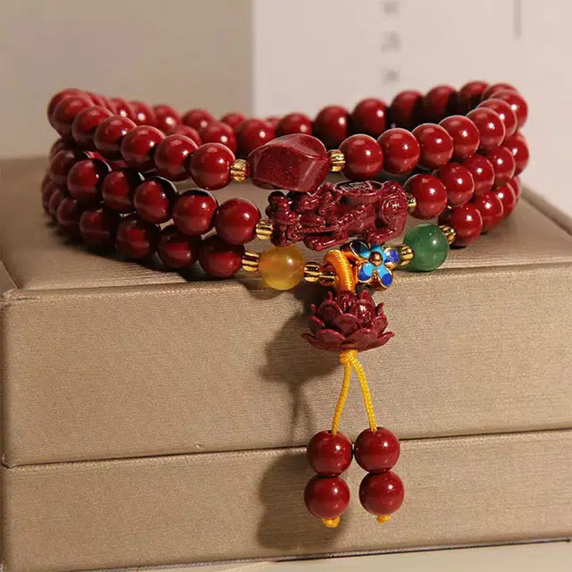栖花漫语 念珠小众轻奢三圈紫金貔貅手链本命年#好运 朱砂 手串 男女同款情侣款