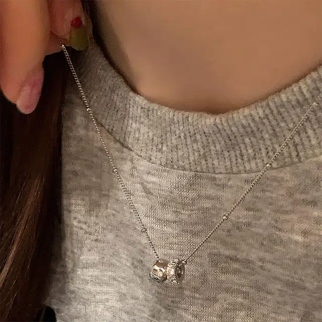 栖花漫语 韩版锆石双圈闪钻 合金 项链 女款