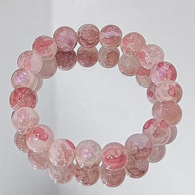 栖花漫语 中式绿茵串珠轻奢设计清新绿茶#好运 仿水晶 手串 男女同款情侣款