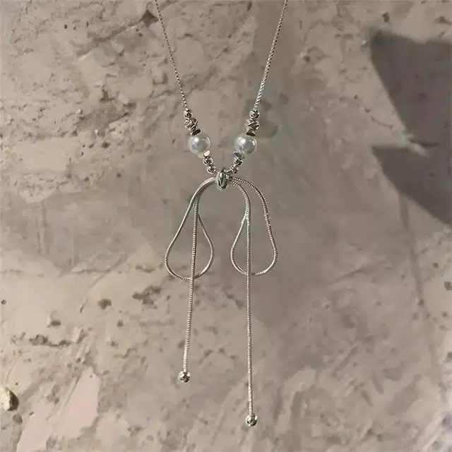 栖花漫语 超仙气蝴蝶结轻奢小众设计感#好运 合金 项链 男女同款情侣款