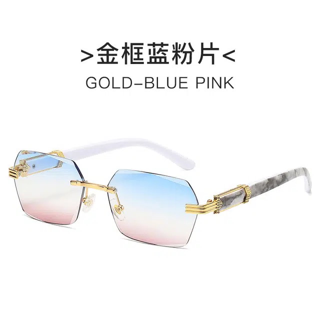 栖花漫语 切边时尚潮流渐变色海洋片 金属 方形 太阳眼镜 男女同款情侣款