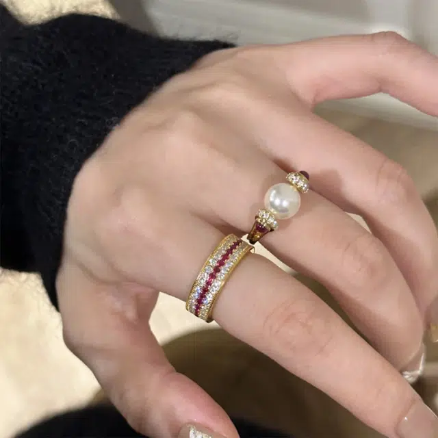 栖花漫语 中古法式复古轻奢指环 铜 戒指 男女同款情侣款