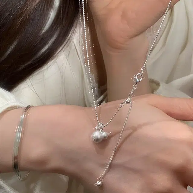 栖花漫语 葫芦抽拉汉服锁骨链小众设计#好运 合金 项链 女款