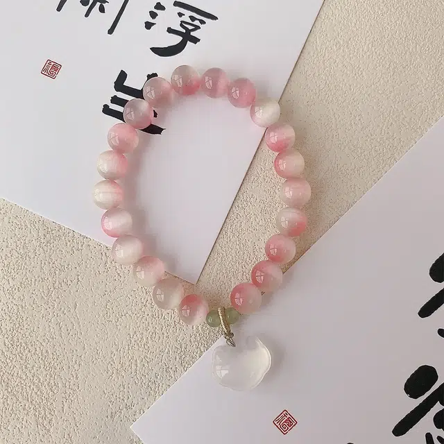 栖花漫语 新中式如意小众桃花好运 仿水晶 手串 男女同款情侣款