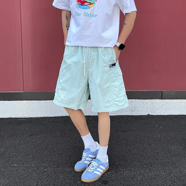 普鲁士多特蒙德 美式中腰宽松舒适透气五分工装短裤 男女同款