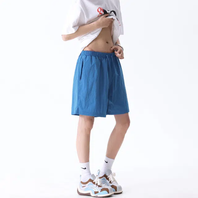 普鲁士多特蒙德 美式高街潮流宽松凉感系绳透气舒适简约日常通勤直筒百搭休闲短裤 男女同款