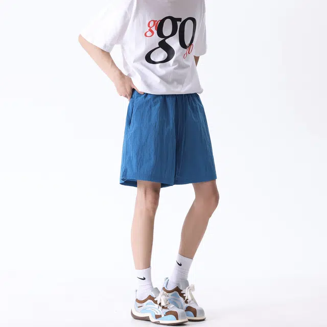 普鲁士多特蒙德 美式高街潮流宽松凉感系绳透气舒适简约日常通勤直筒百搭休闲短裤 男女同款