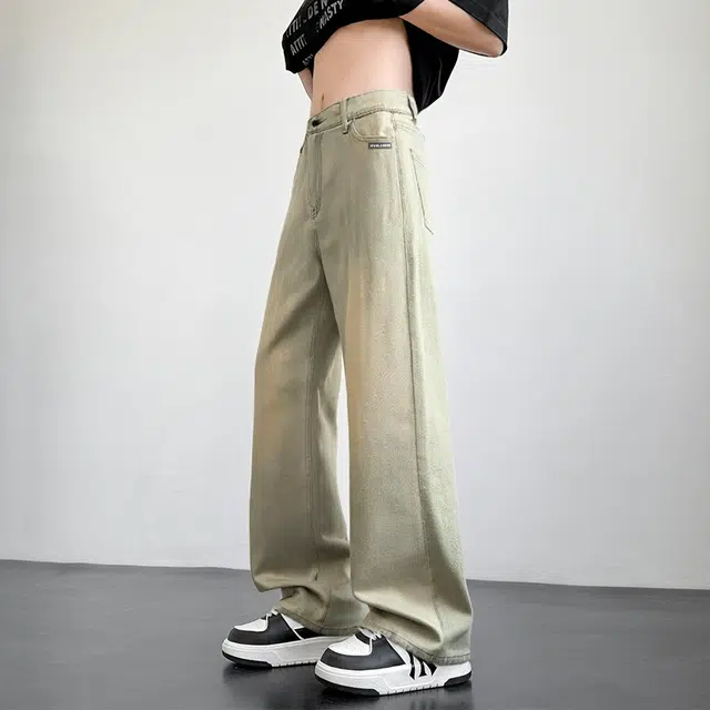 普鲁士多特蒙德 美式复古户外运动潮牌通勤简约水洗宽松百搭时尚潮流舒适松紧腰牛仔裤 男女同款