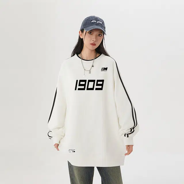 普鲁士多特蒙德 美式复古高街潮流字母设计圆领卫衣 男女同款