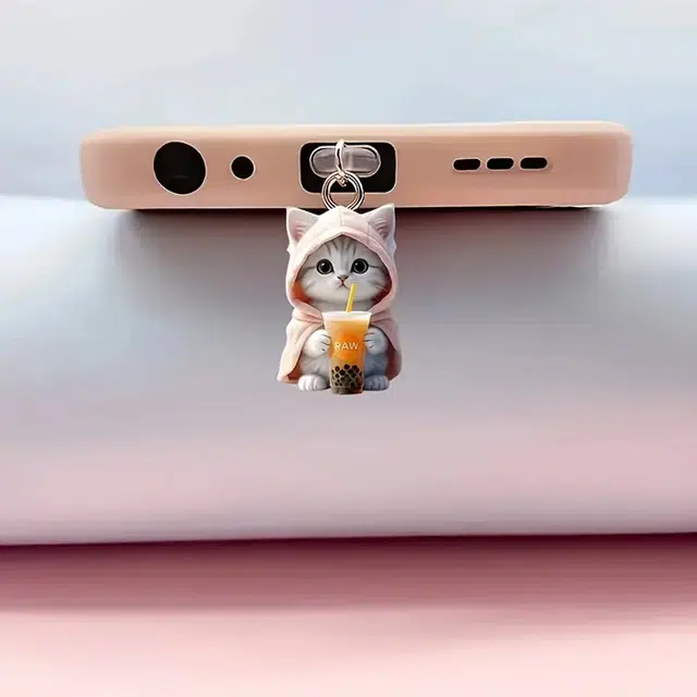 零界 蓝衣小猫 创意防尘塞 小书包可爱时尚潮流 亚克力  挂件  男女同款情侣款