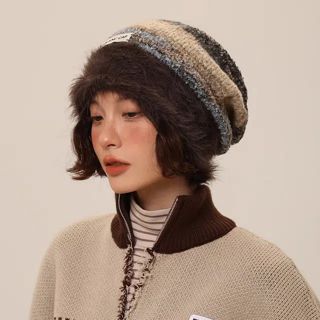 零界 针织显脸小防寒保暖毛线 好运 涤纶 绒线帽 男女同款情侣款