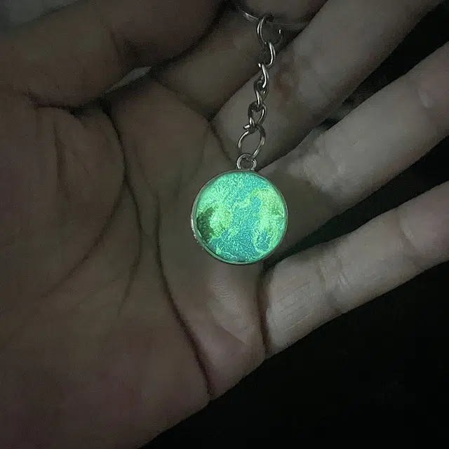 零界 沧海星球 夜光宇宙钥匙扣太阳系地球星系星云双面玻璃球钥匙书包挂饰 合金 挂件 男女同款情侣款