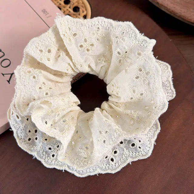 零界 简约蕾丝花边 高级蝴蝶结发饰 橡皮筋 布艺 发圈 女款 多色可选