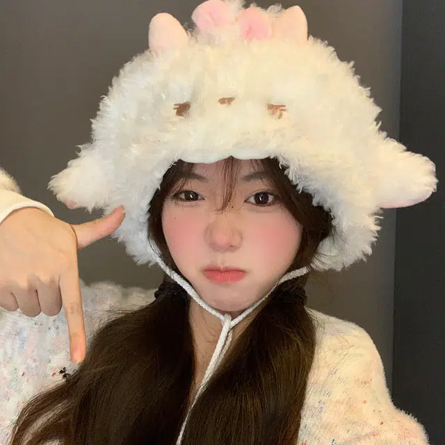 零界 甜美可爱 小羊耳朵  好运 涤纶 绒线帽 男女同款情侣款