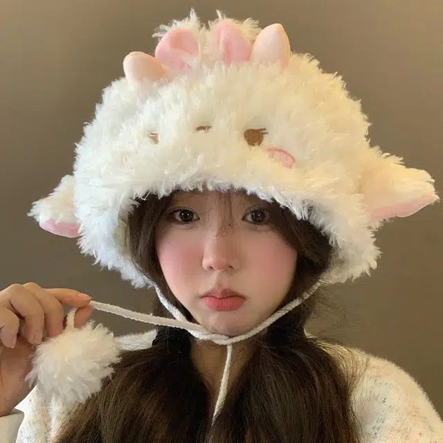 零界 甜美可爱 小羊耳朵  好运 涤纶 绒线帽 男女同款情侣款