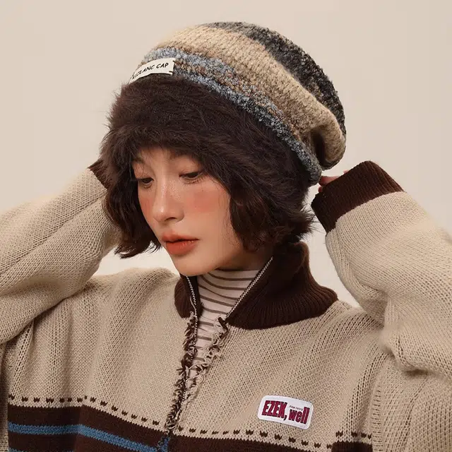 零界 针织显脸小防寒保暖毛线 好运 涤纶 绒线帽 男女同款情侣款