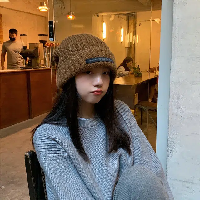 零界 宽松加厚针织显脸小保暖超大版型粗毛线 涤纶 绒线帽 男女同款情侣款