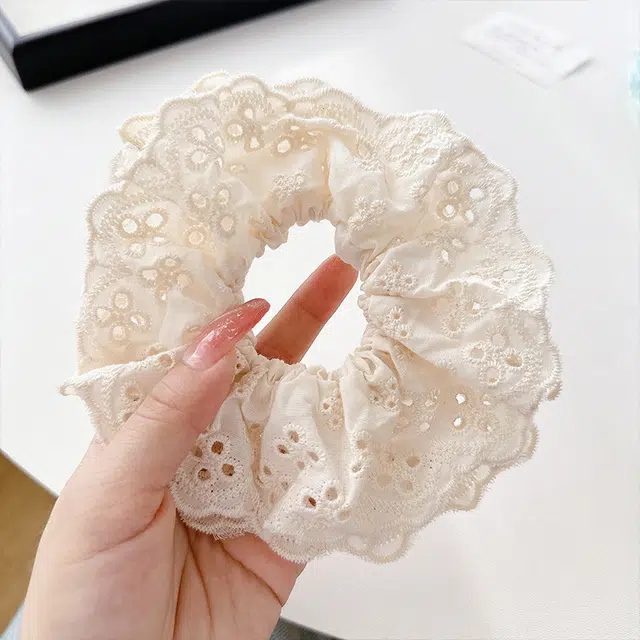 零界 简约蕾丝花边 高级蝴蝶结发饰 橡皮筋 布艺 发圈 女款 多色可选