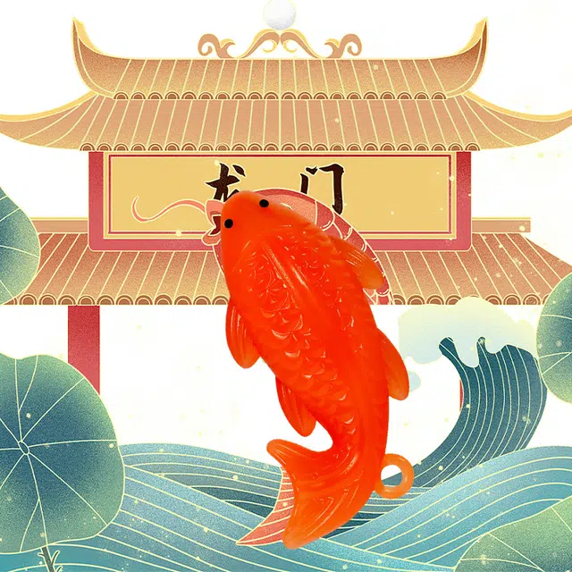 【已过 金榜题名】 零界 锦鲤变身 有紫外线就变色 卡通治愈 创意手机绳包包 行李箱 挂饰 亚克力 挂件 男女同款情侣款