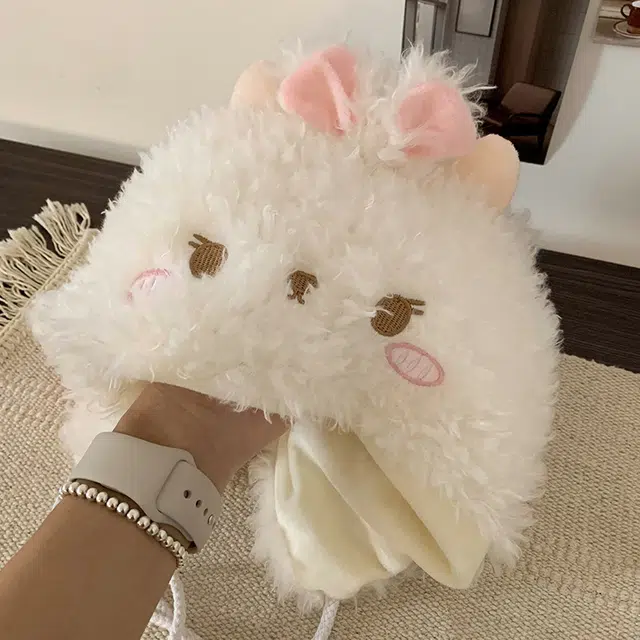 零界 甜美可爱 小羊耳朵  好运 涤纶 绒线帽 男女同款情侣款