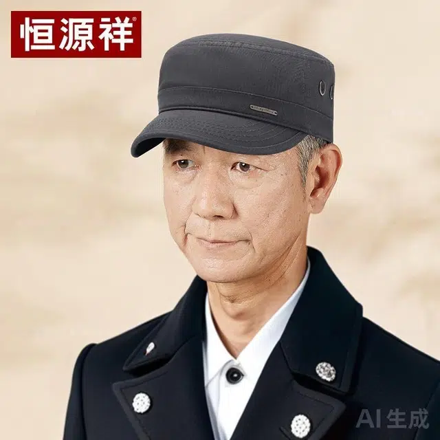 恒源祥 帽子户外休闲运动小金属标平顶帽 棉 鸭舌帽 男款