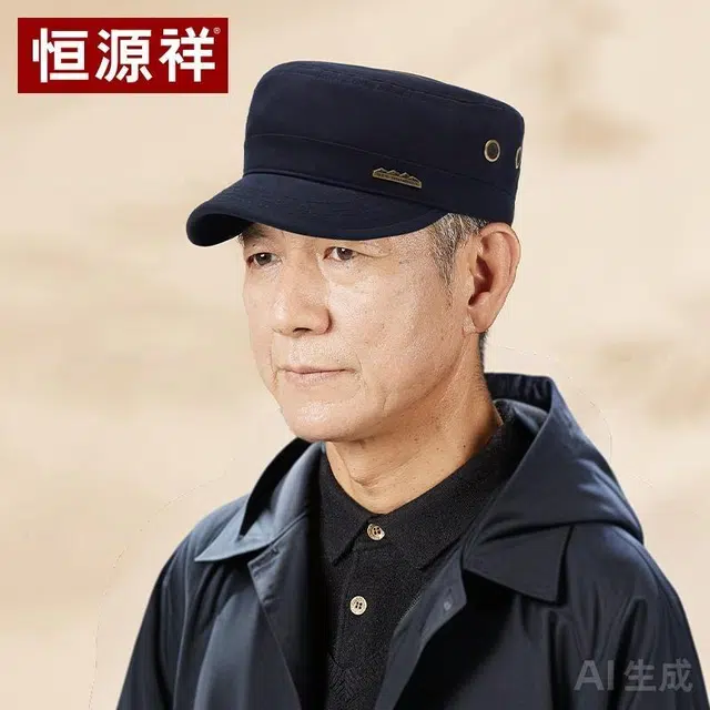 恒源祥 户外休闲运山峰 棉 平顶帽 男款