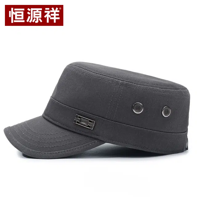 恒源祥 户外休闲运动方形金属标平顶帽 棉 鸭舌帽 男款
