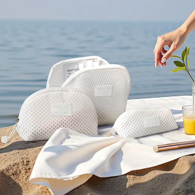 班哲尼 网格化妆包旅行洗漱收纳包大容量手提便携分区整理袋