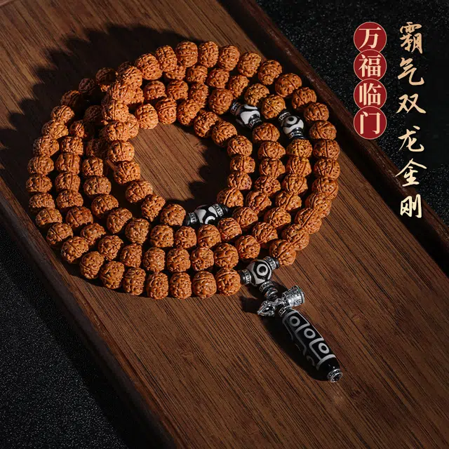 万福临门特色文玩佛珠链 好运连连多圈叠戴招财念珠 藏式古风新国风潮玩多圈叠戴文玩佛珠链 金刚菩提 特色手串 男女同款情侣款