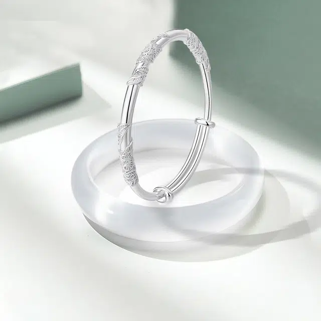 静范 碎冰蓝镯透亮素圈新中式简约复古一步一响繁花似锦精致温柔国潮时髦气质日常通勤百搭高级感恋爱告白#好运 琉璃 手镯 女款