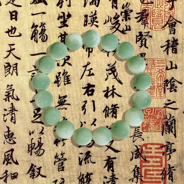 静范 民族风半山水飘花单圈圆珠佛珠文玩 青青子衿新中式国风招财绕指柔 日常文玩盘玩复古灵珠念珠 菩提根 手串 男女同款情侣款