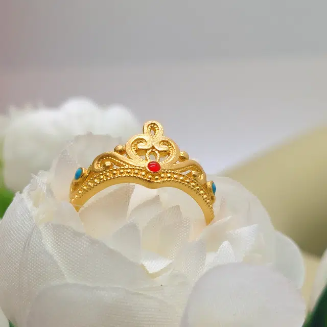 喻福 古法珐琅彩 足金 按克计价 黄金戒指 女款