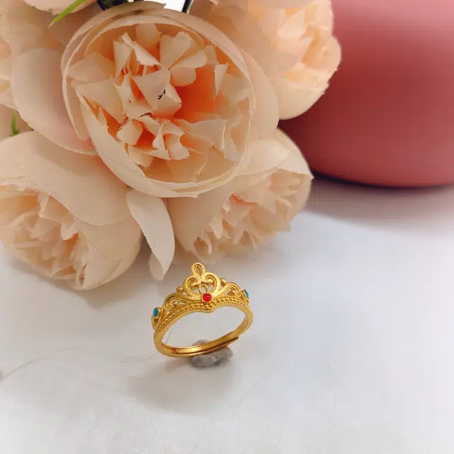 喻福 古法珐琅彩 足金 按克计价 黄金戒指 女款