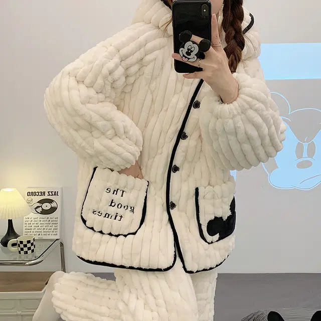 欧诗帛 少女种草款系列 简约甜美纯色舒适柔软亲肤睡衣套装 女款 图片色