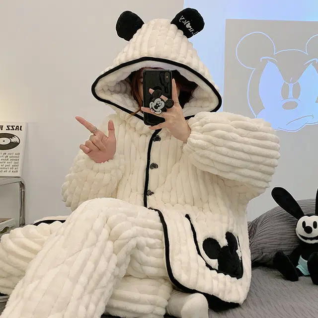 欧诗帛 少女种草款系列 简约甜美纯色舒适柔软亲肤睡衣套装 女款 图片色