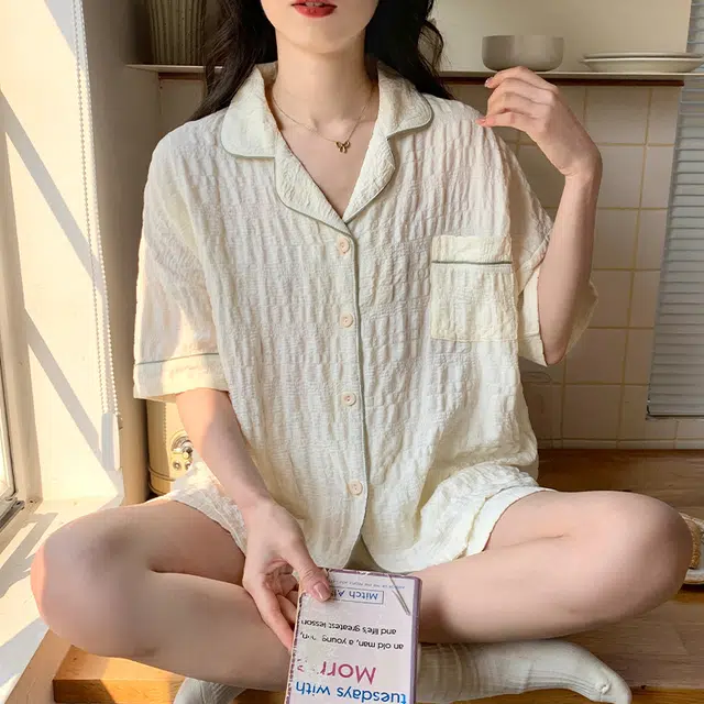 欧诗帛 韩版卡通甜美短袖可外穿学生家居服睡衣套装 女款 图片色