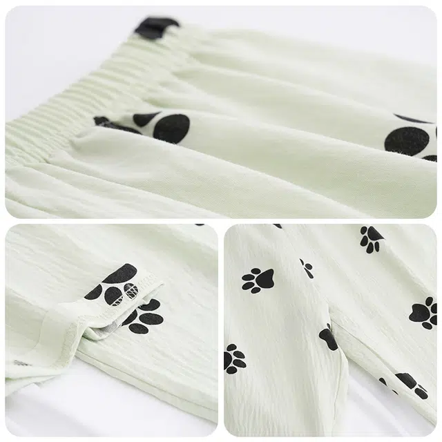 欧诗帛 可外穿宽松简约满印直筒睡裤 女款 青色