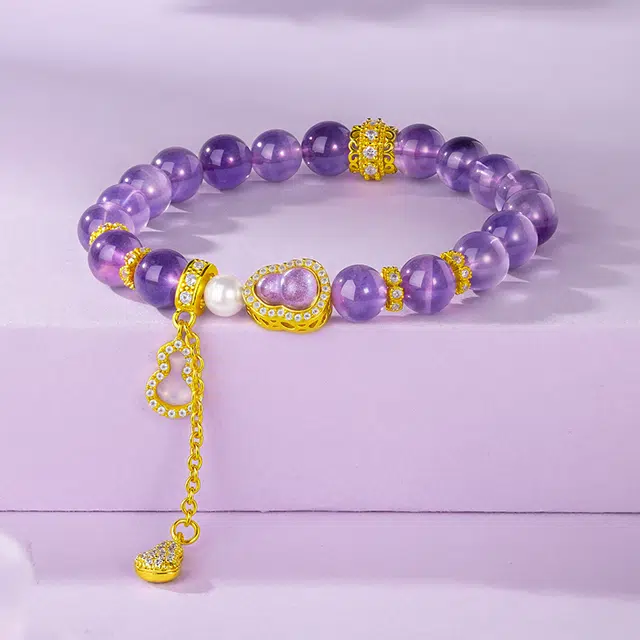 【九紫离火】 金六福吉祥 祥瑞安康招财转运纳福新中式国潮风精致精美轻奢优雅小众日常百搭#好运天然 紫水晶 手串 男女同款情侣款
