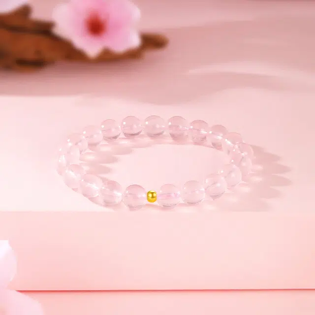 【牵良缘】 金六福吉祥 金珠粉色圆满珠串 甄选高品质新中式简约设计显白衬气质通勤约会百搭不挑人#好运天然 粉水晶 手串 女款