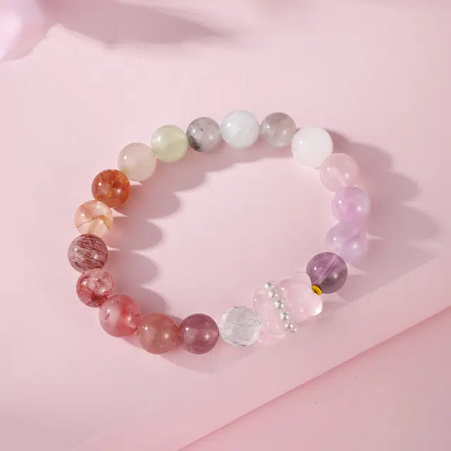 【彩虹多宝石】 金六福吉祥 新中式招财纳福小熊平安转运珠 简约精致经典百搭小众设计百搭仙风#好运天然 黄水晶 手串 女款