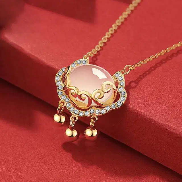 金六福吉祥 如意平安福锁 玉髓 项链 女款
