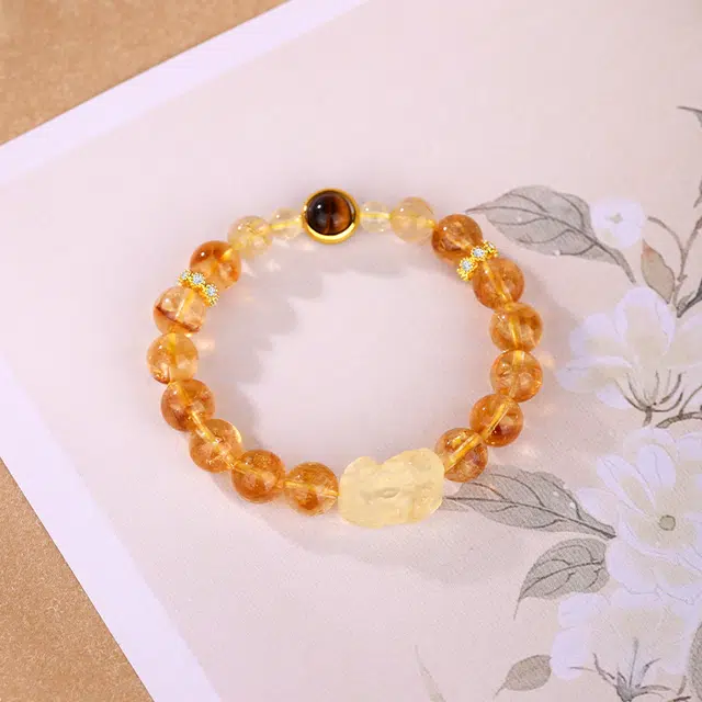 【日进斗金】 金六福吉祥 吞金兽高级感 招财小霸王吸金黄塔晶时来运转#好运天然 黄水晶 手串 男女同款情侣款