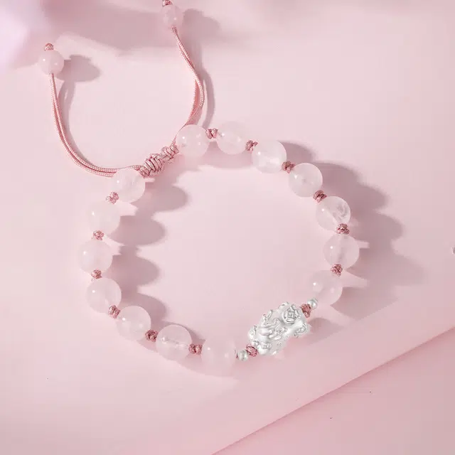 【爱情粉晶】 金六福吉祥 新中式小貔貅可爱风日常通勤精致显大气 恋爱告白必备转运珠平安#好运天然 粉水晶 手串 女款