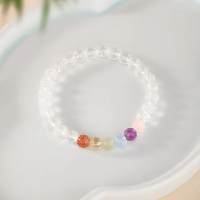【高品质白晶】 金六福吉祥 中式时来运转财运享通 清新简约百搭森系满满 夏日清凉必备转运珠#好运天然 白水晶 手串 女款