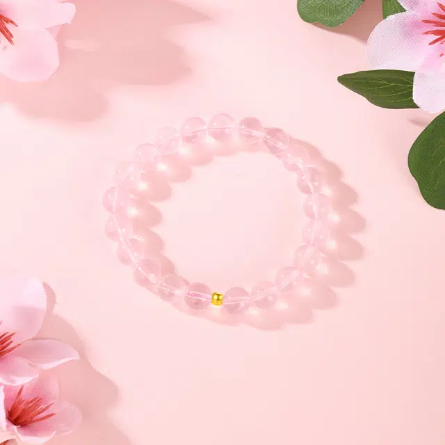 【牵良缘】 金六福吉祥 金珠粉色圆满珠串 甄选高品质新中式简约设计显白衬气质通勤约会百搭不挑人#好运天然 粉水晶 手串 女款