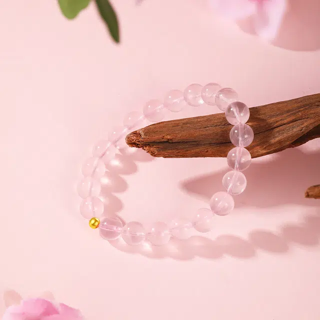 【牵良缘】 金六福吉祥 金珠粉色圆满珠串 甄选高品质新中式简约设计显白衬气质通勤约会百搭不挑人#好运天然 粉水晶 手串 女款